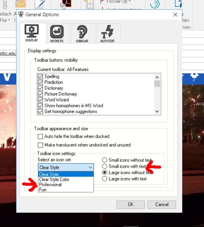 Screenshot of Read and Write General Options menu