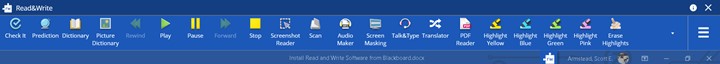 screenshot of Read and Write toolbar on desktop