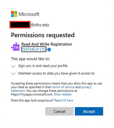 Microsoft Accept Screen