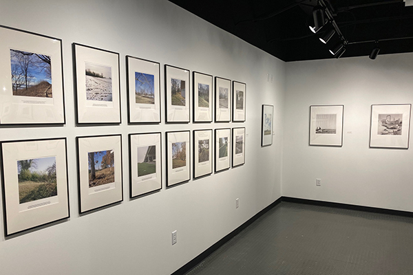 Installation view of David R. Hanlon’s “Borrowed Time” exhibition at the Meramec Contemporary Art Gallery. width=