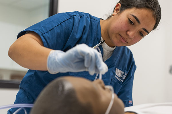 Respiratory care student at STLCC width=