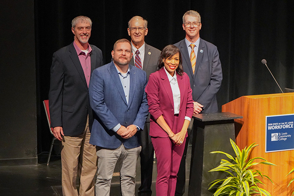 Regional leaders and STLCC Chancellor Jeff Pittman on stage width=