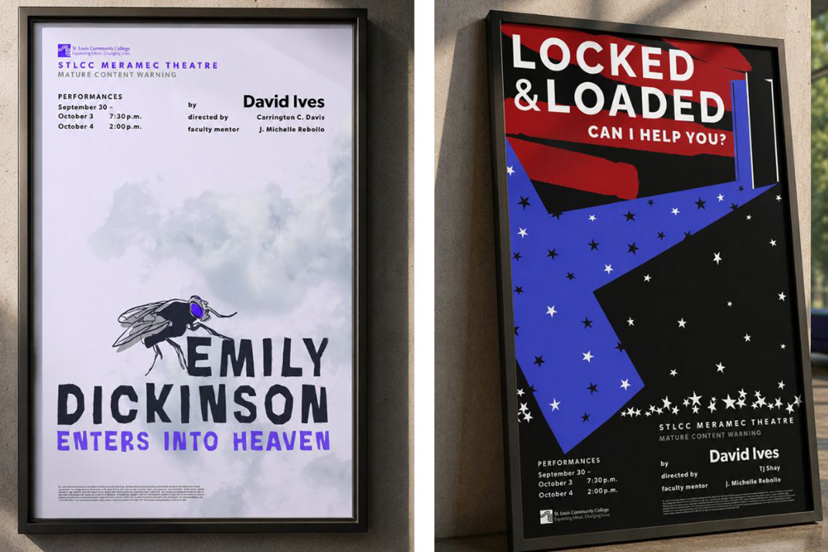 Poster designs by STLCC graphic communications student Becca Bellevile width=