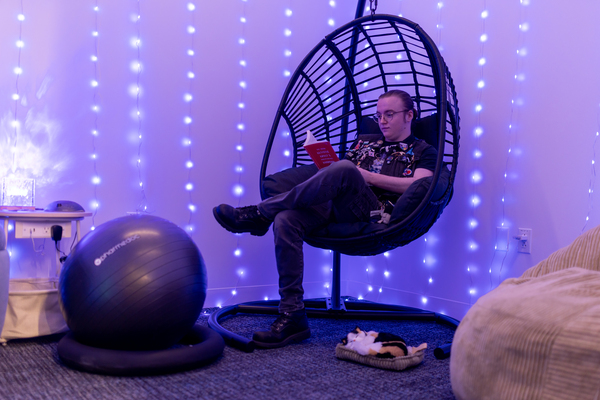 Student in the Access Office's sensory room