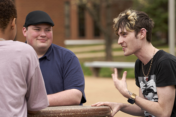 Students talking on campus