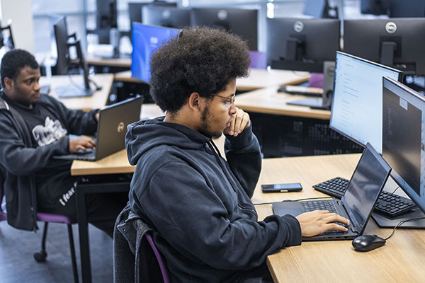 STLCC students studying in computer lab width=