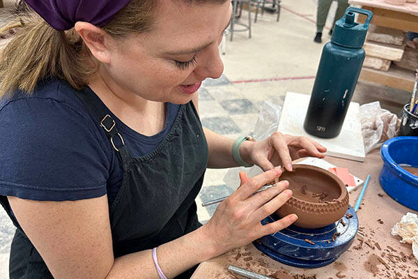 Bailey with clay