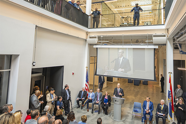 Chancellor Jeff Pittman giving a speech at the AMC opening