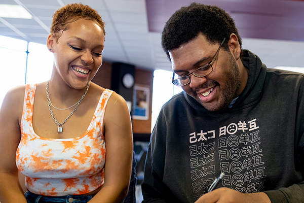 Pair of students studying at STLCC-Florissant Valley width=