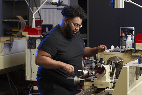 Student training to become an industrial technician width=