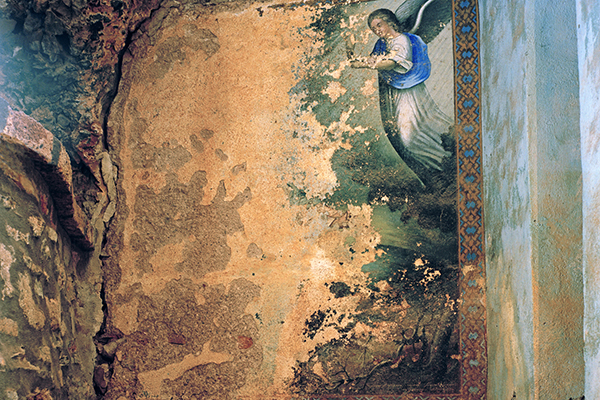 14th-century fresco inside the Monastery Cave Church in Kalishta, North Macedonia