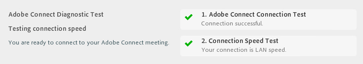 Illustration of an Adobe Connect diagnostic test result.