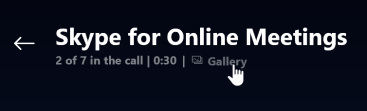 Screen capture showing Gallery link under the meeting title at the upper left corner of the screen.