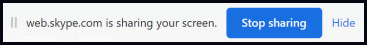 Screen capture showing sharing status bar and stop sharing button.