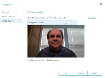 Screen shot of the Video device options window.