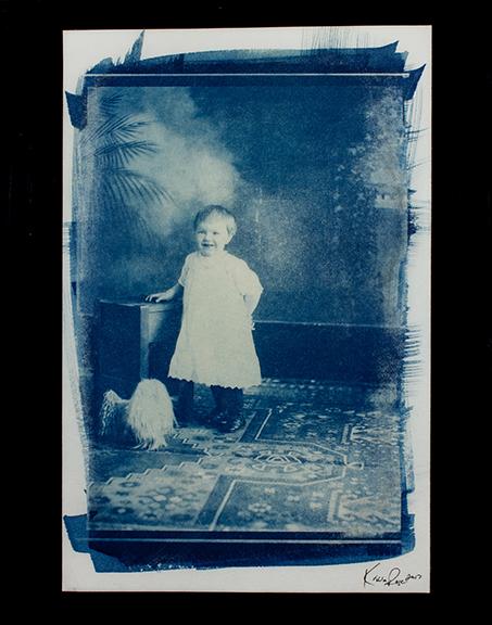 Cyanotype from Original Glass Plate, Children with Toys, 4.5” x 6.5”