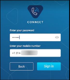 Mitel Connect app password screen