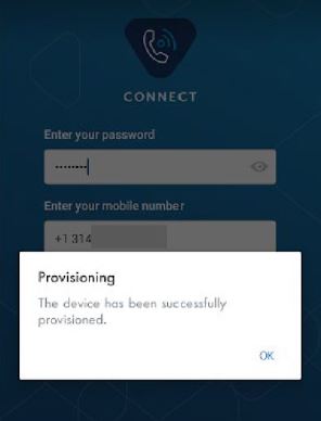 Mitel Connect app provisioning success