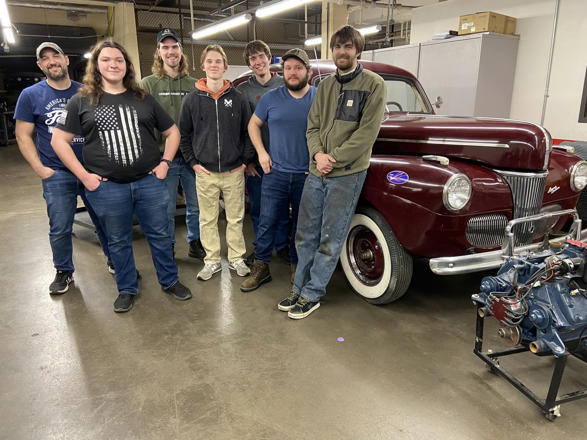 Students with the 1941 Ford Super Delux