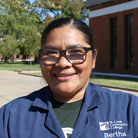 Heriberta (Bertha) Lopez, lead custodian at STLCC-Florissant Valley, was born and raised in Mexico.