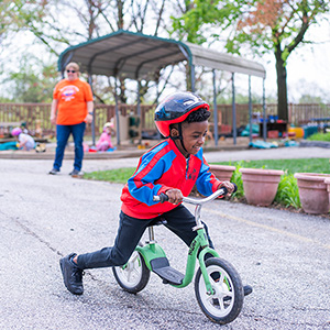 Child on bicycle