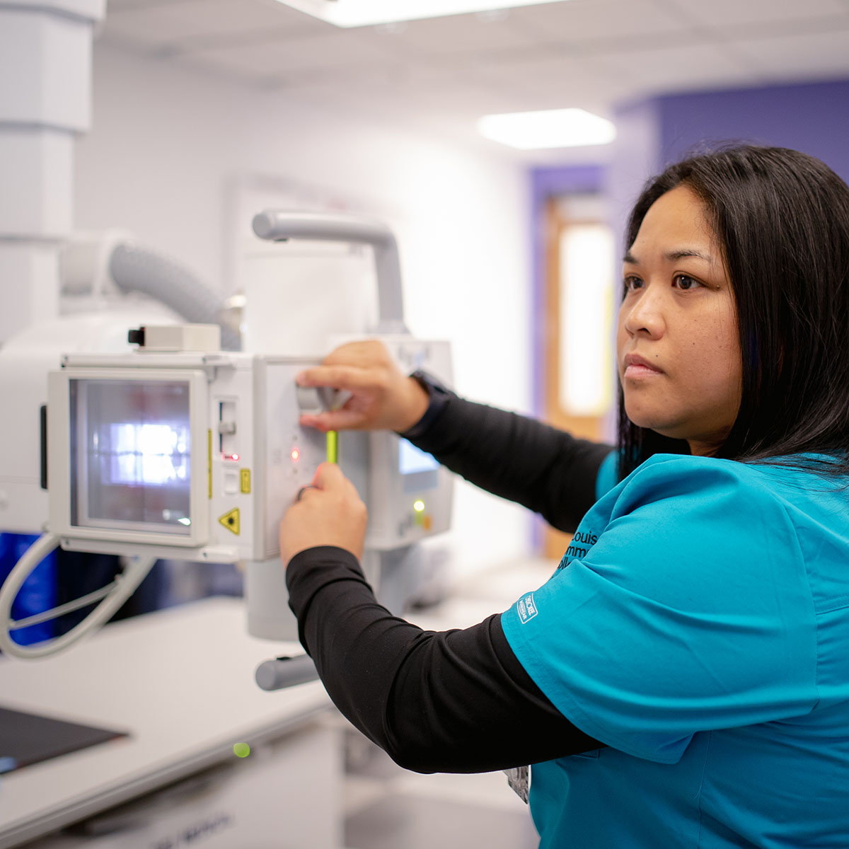 Student using computed tomography  tech