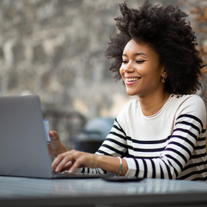 Female student with computer