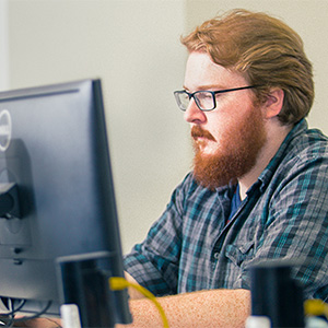 Male student with computer