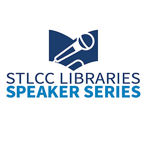 Speaker Series logo of book and microphone