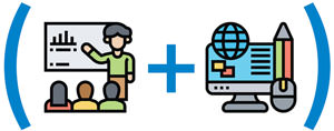 face to face and online hybrid course modality icon