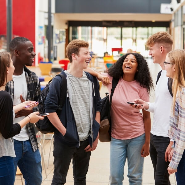 group of students in a lunchroom