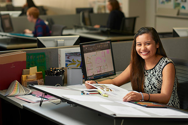 Interior design student with house plans
