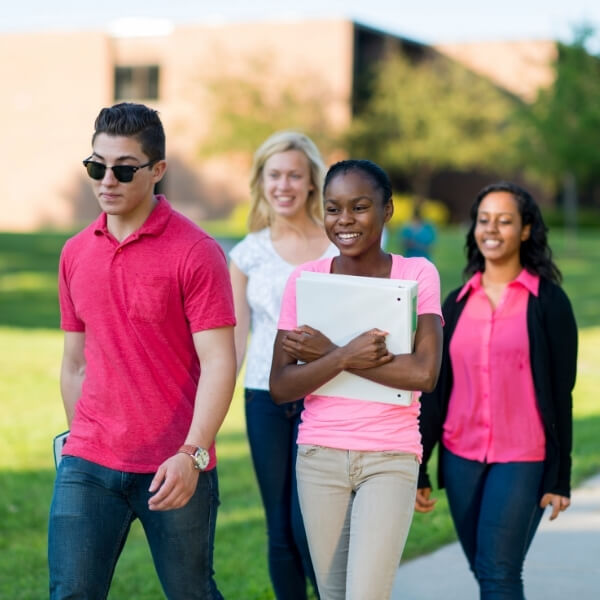 students touring a campus