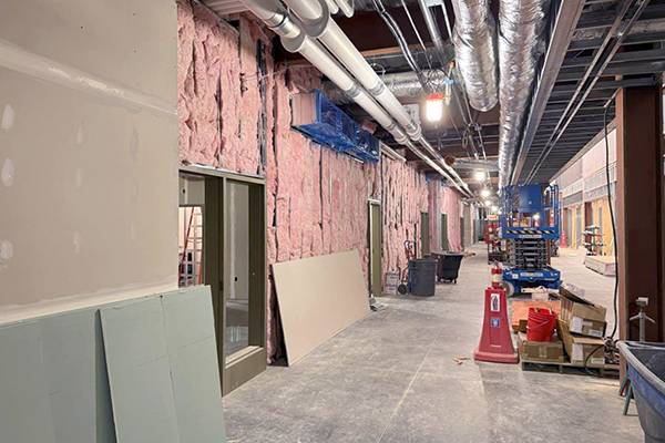 Drywall and insulation installation on the first floor