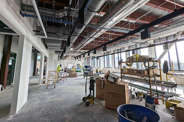 Interior progress of one of the lab spaces