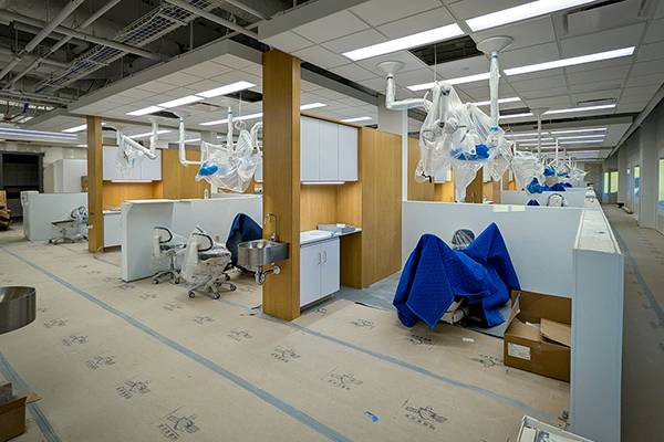 dental clinic progress with furniture in place