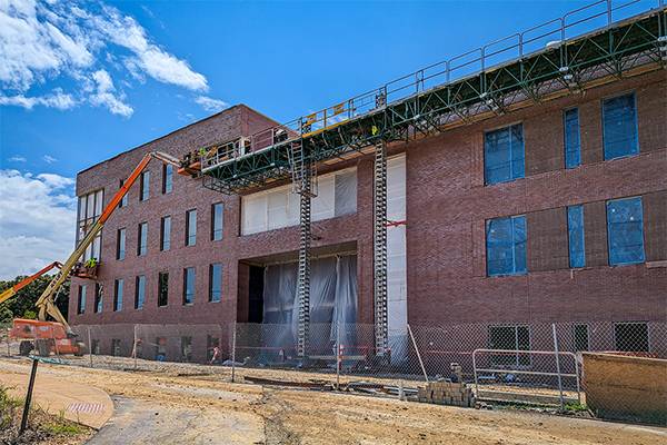 Work going on outside of the building